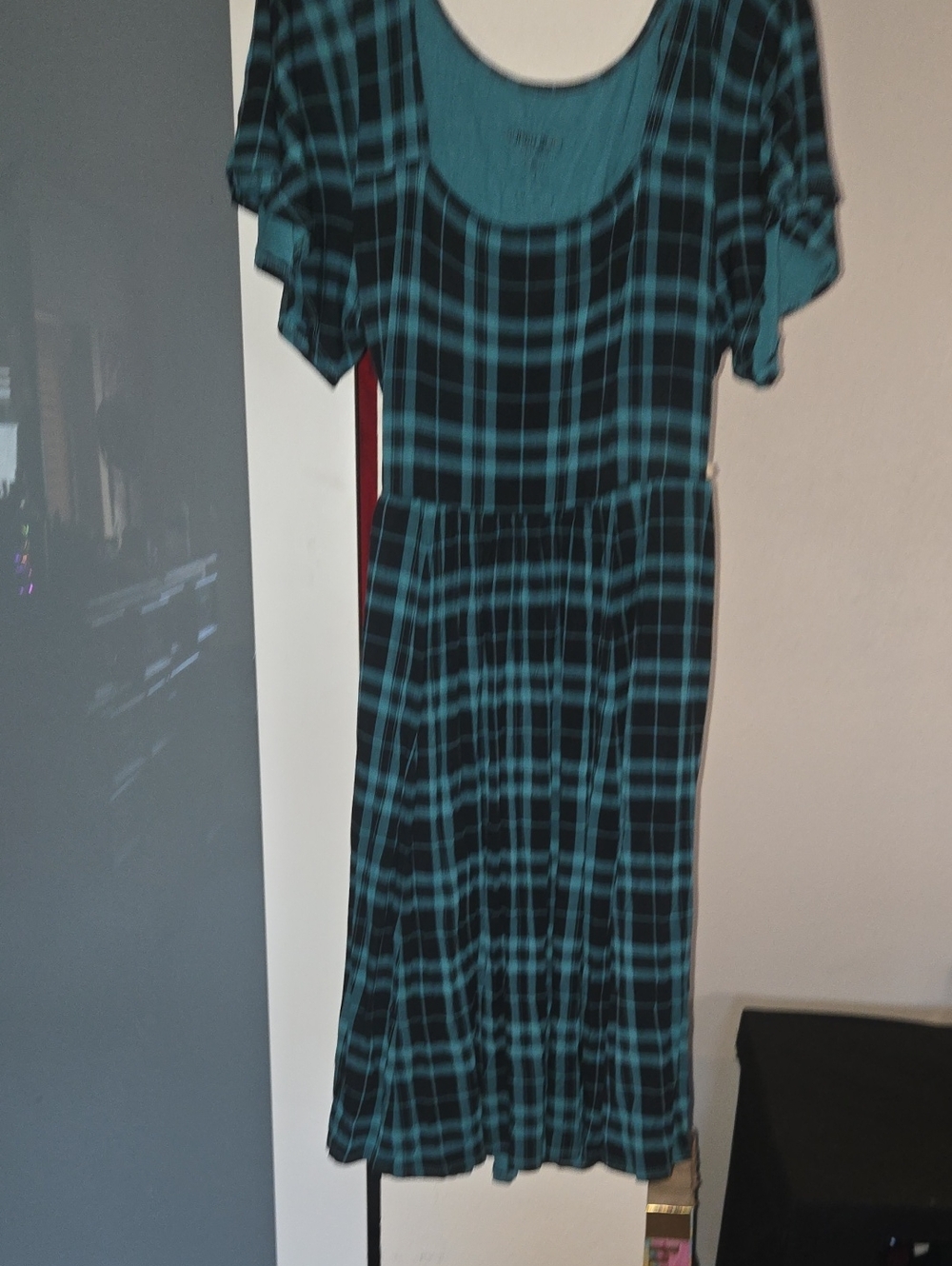 torrid Teal and Black Plaid Short Sleeve Dress